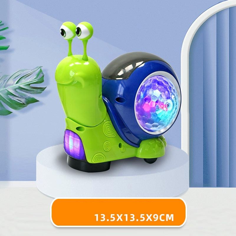 Nod Small Snail Electric Universal Swing Light Music Projection  Children Cartoon Toy Car