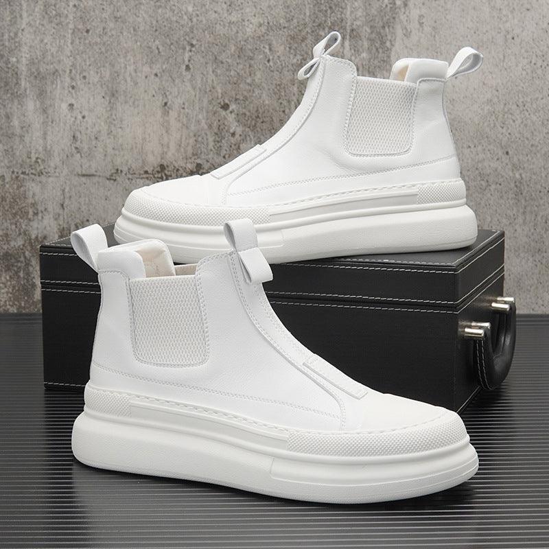 Winter Velvet Trend Thick Bottom Inside High Small White Boots Men