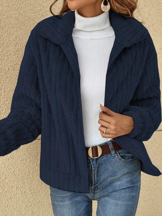 Women's Fleece Lapel Cropped Jacket