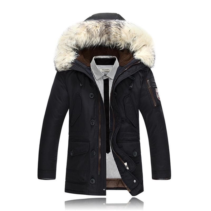 Men's Down Jacket Mid-length Solid Color Thicker