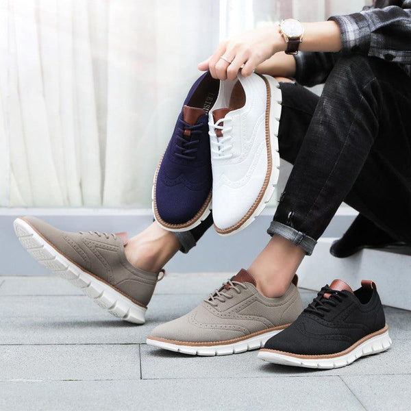 Youth Lazy Shoes Men's Brooke Flying Knit Leather Shoes Men
