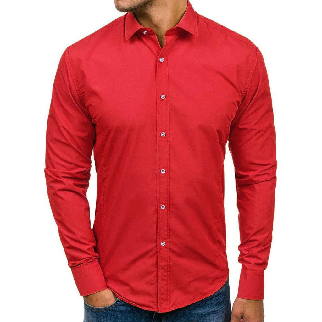 Men's slim business solid color shirt