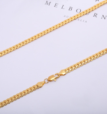 Men Necklace Gold Tone Snake Chain