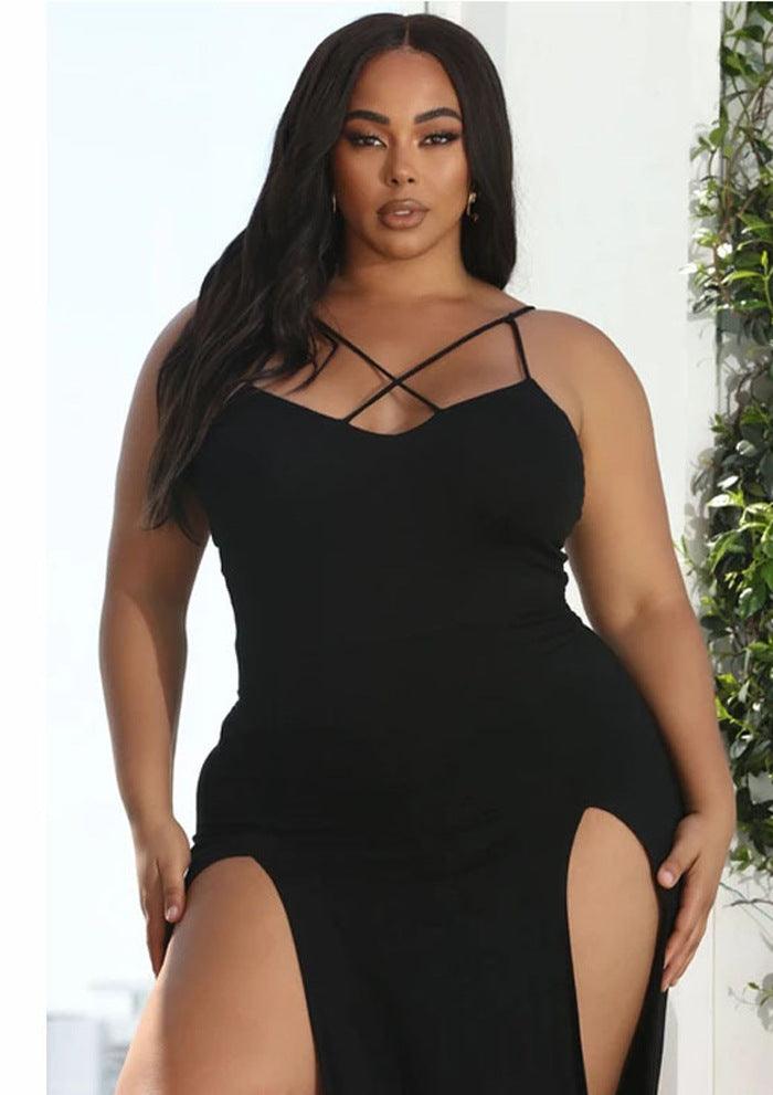 Plus Size Fat Women Dresses Summer Sling Big Dress