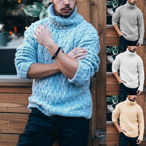 Solid color turtleneck for men