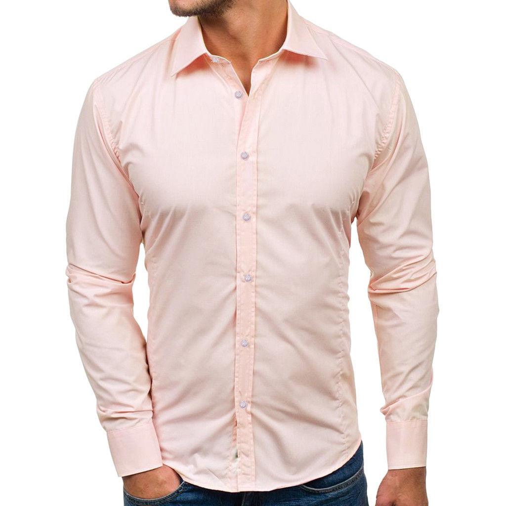 Men's slim business solid color shirt