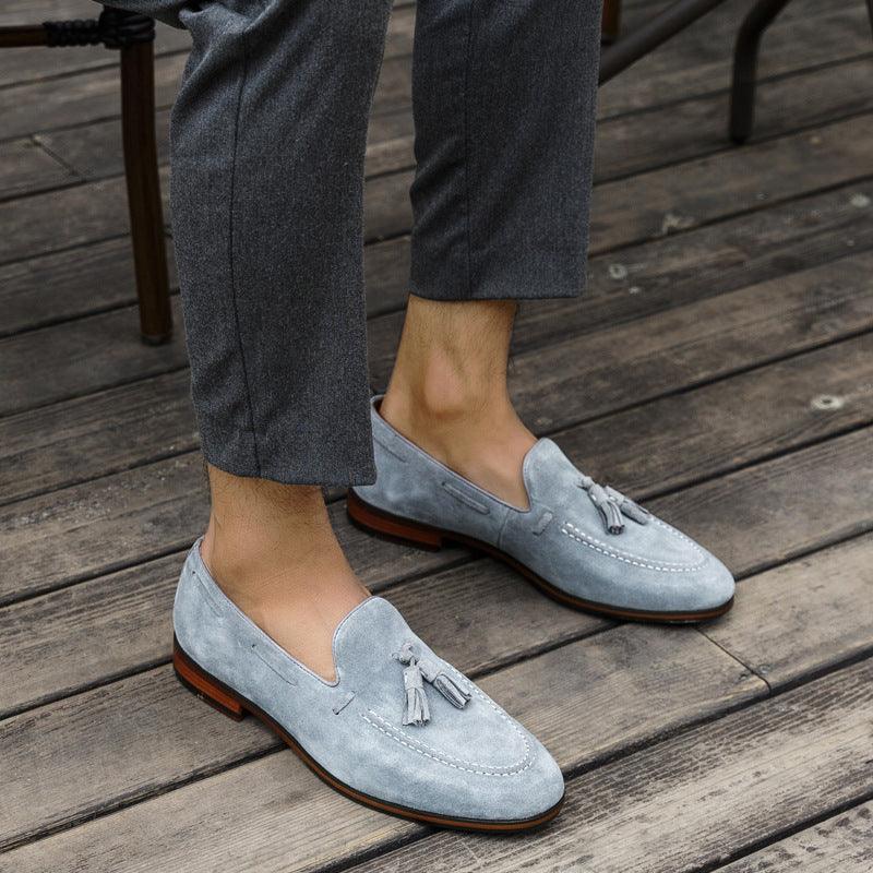Men's Suede Leather One-step Tassel Loafers