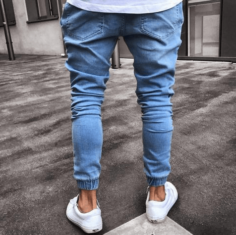 Mens Stretchy Ripped Biker Jeans