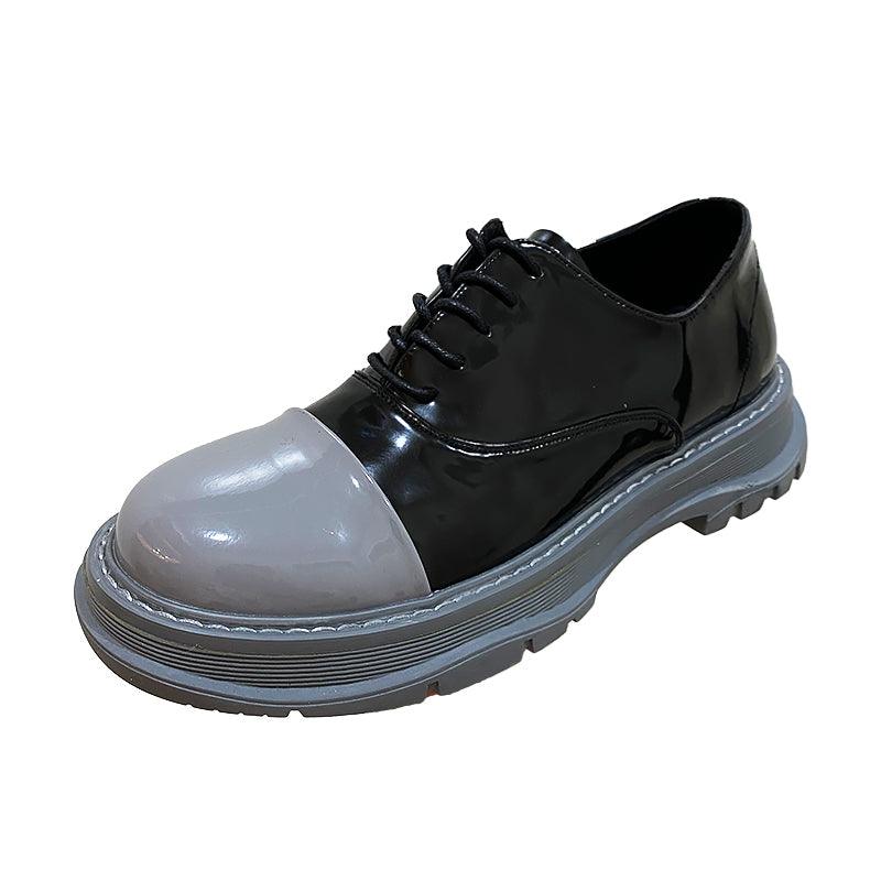 Men's Thick Sole Brightened Patent Leather British Casual Leather Shoes