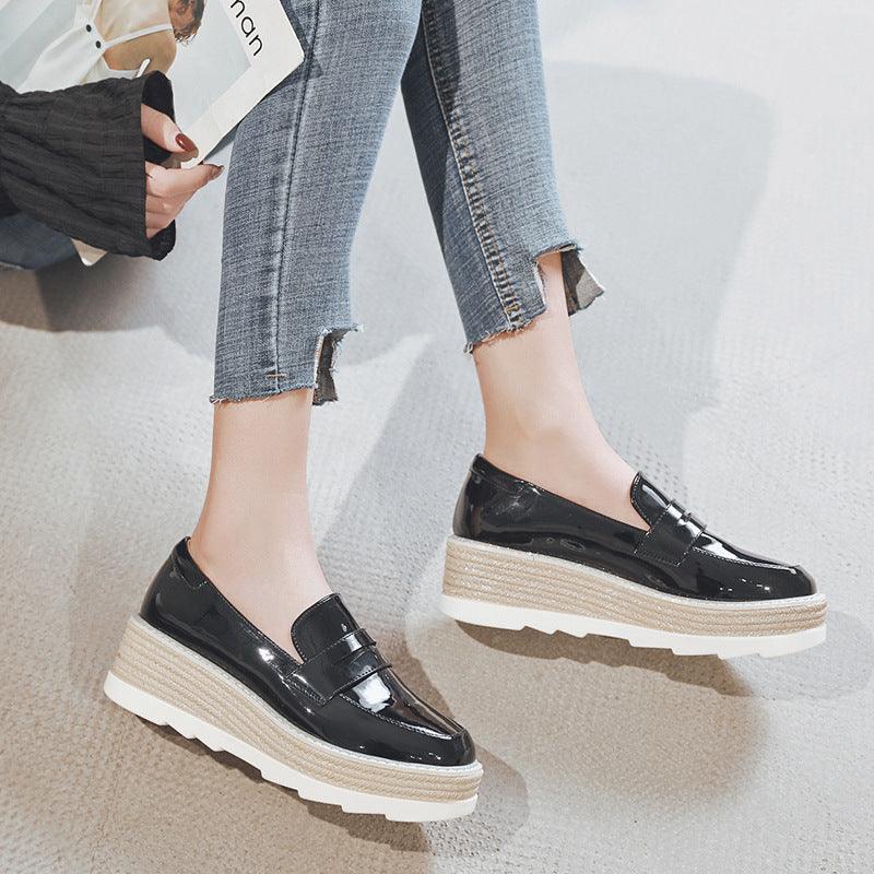 Sequin Platform Platform Thick Sole Muffin Heightening Slip-On Shoes