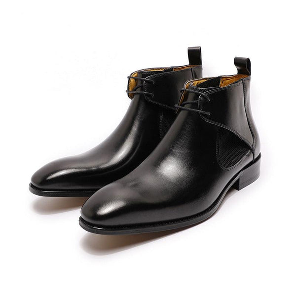 Leather Breathable Martin Boots Men's High-top British Style