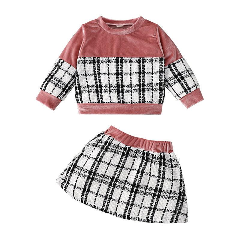 Plaid Print Baby Girl Suit Skirt