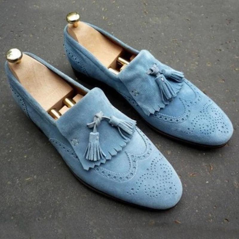 Early Spring Low-heeled 38-48 Suede Round Toe Casual Tassel Men's Single Shoes