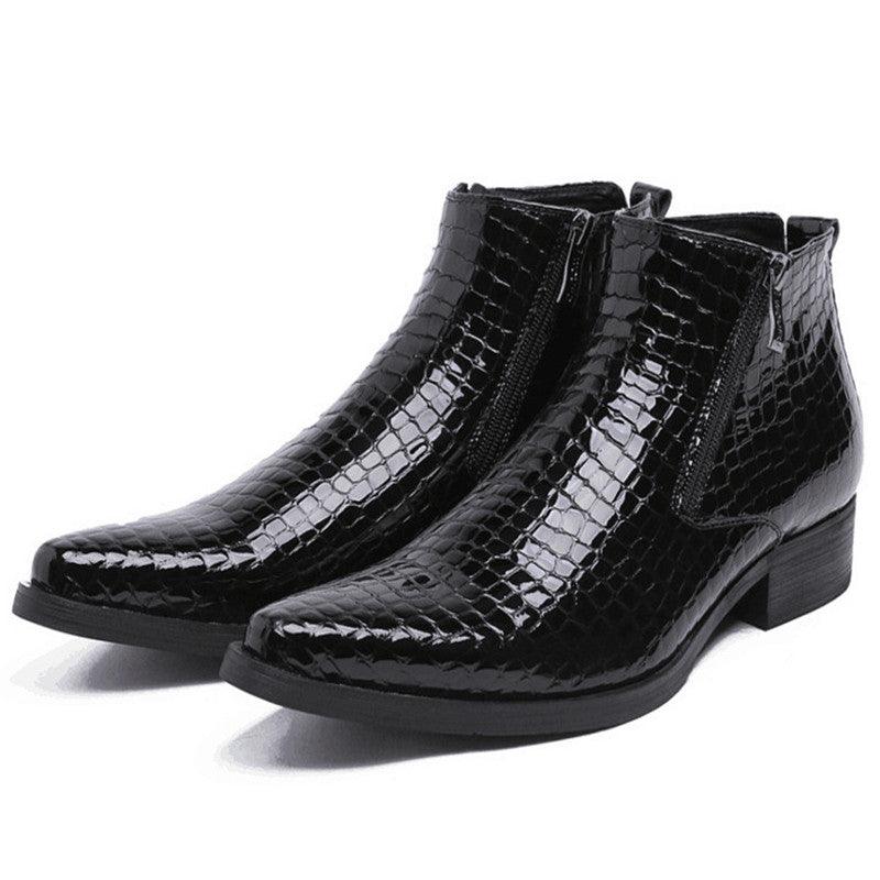 High-top Pointed Toe Style Pure Leather To Create Cowhide Ankle Boots