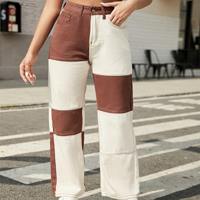 Europe And The United States Street Fashion Brand Denim Straight Leg Pants