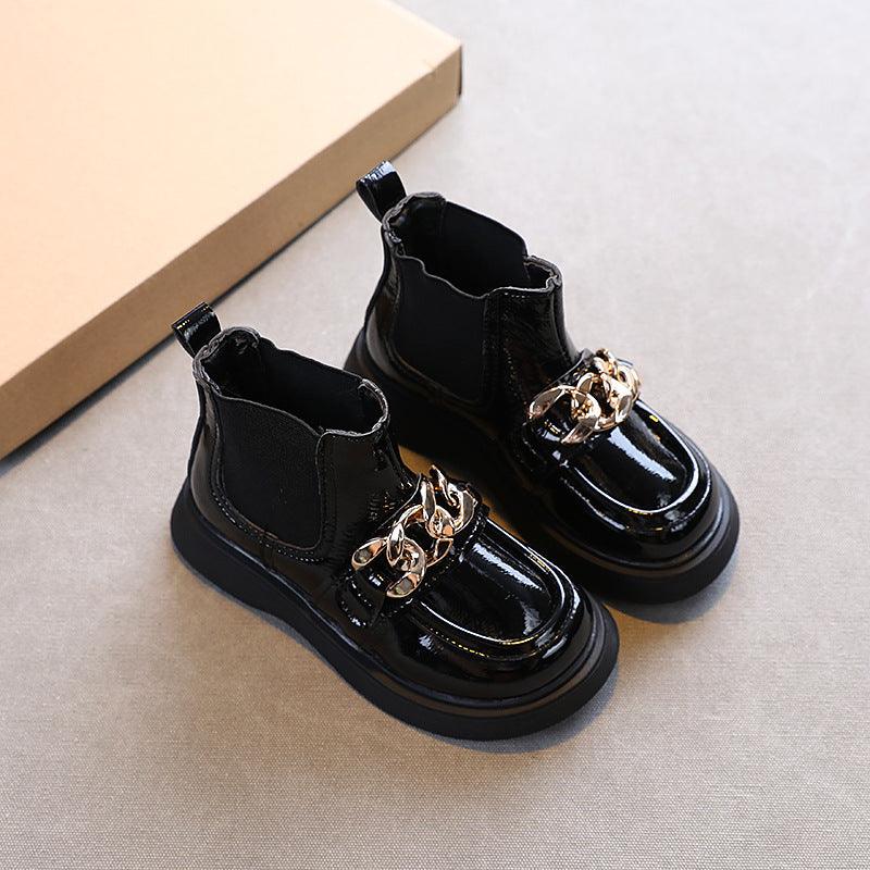 Children's Shiny Leather And Metal Soft-soled Princess Martin Boots