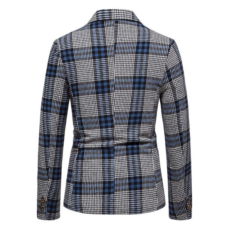 Men's Fashion Casual Slim Fit Plaid Suit Jacket