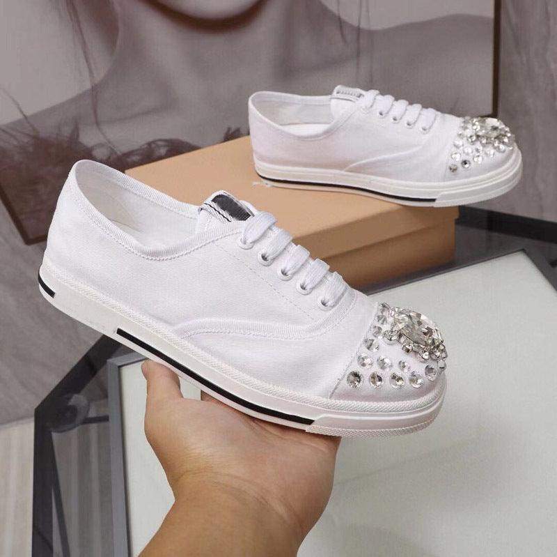 Rhinestone Casual Fashion Single Shoes White Low-top Sneakers