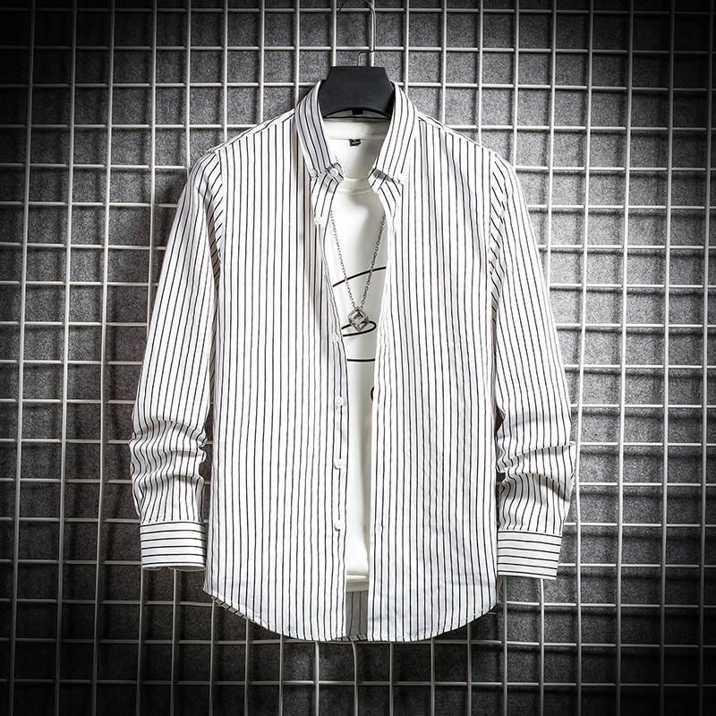 Korean Style Slim Long-sleeved Shirt Trend Clothing Plus Size Men's Clothing