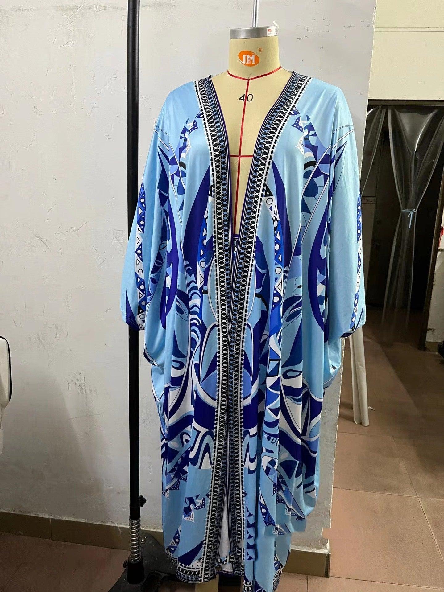 Printed Temperament Cardigan And Shorts Suit For Women