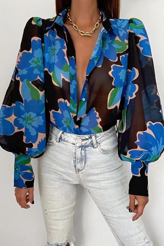 Long Sleeve Printed Shirt Women's Spring Single-breasted Cardigan