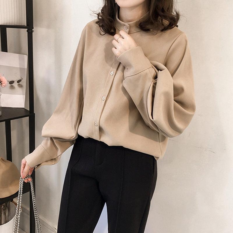 Women's Simple Elegant Solid Color Long Sleeve Shirt