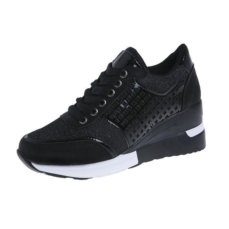 Height Increasing Shoes Hollow Out Lace-up Sneakers Women