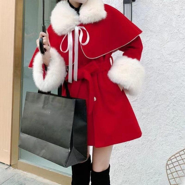 Oversized Women's Suit Ocean Cape Coat Woolen Dress