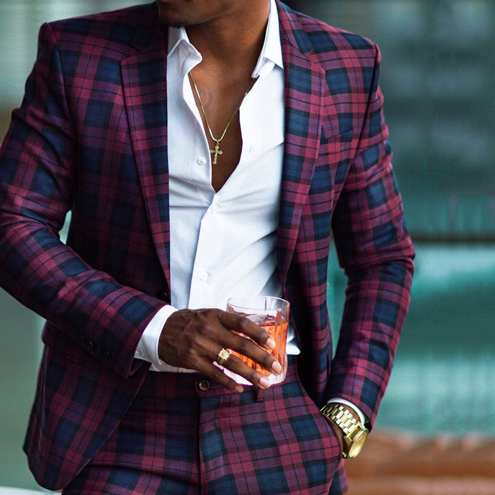 Fashion Plaid Single Breasted Suit Jacket