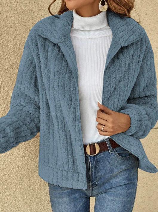 Women's Fleece Lapel Cropped Jacket
