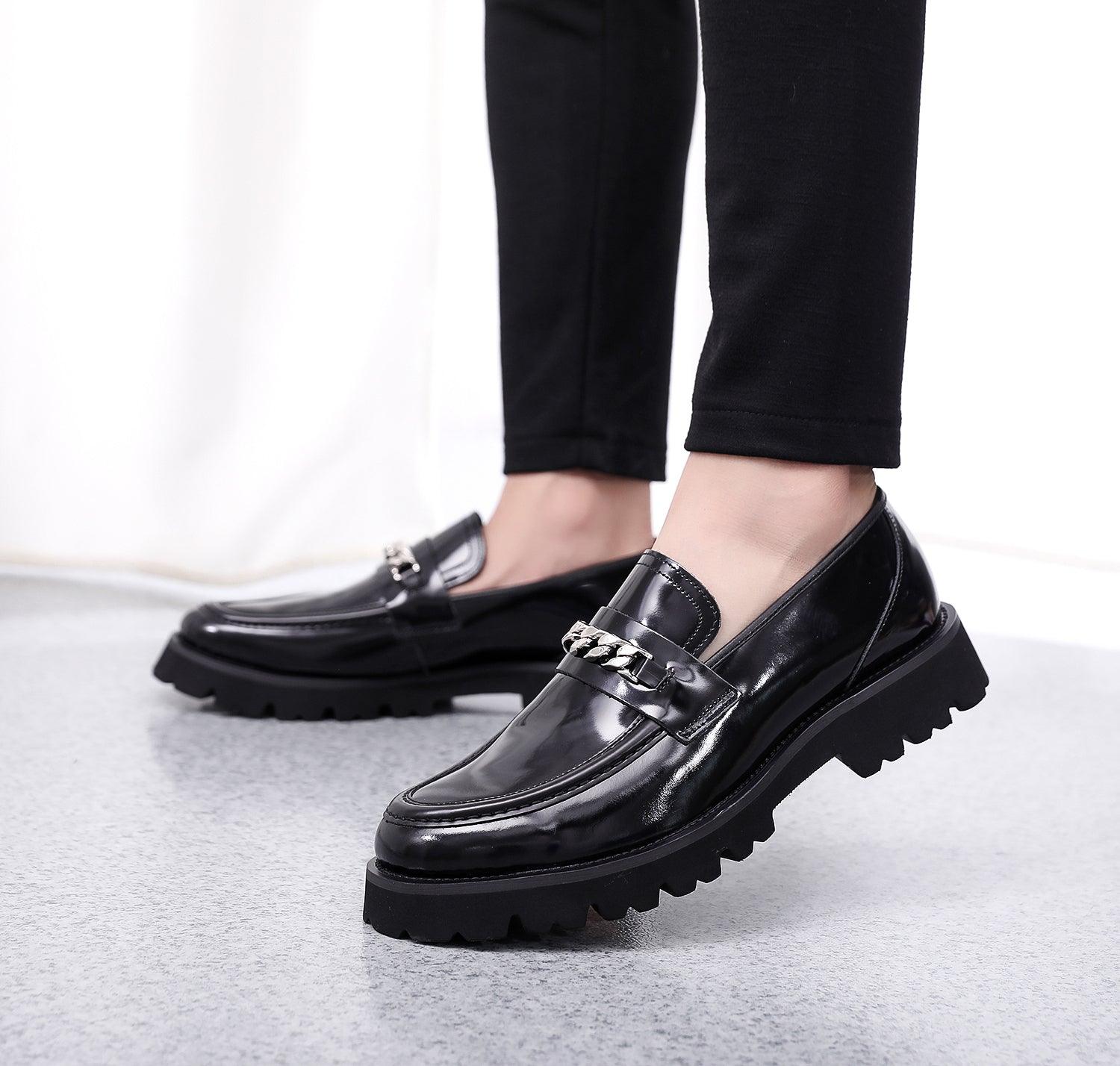 Men's Patent Business Shiny Platform Casual Leather Shoes
