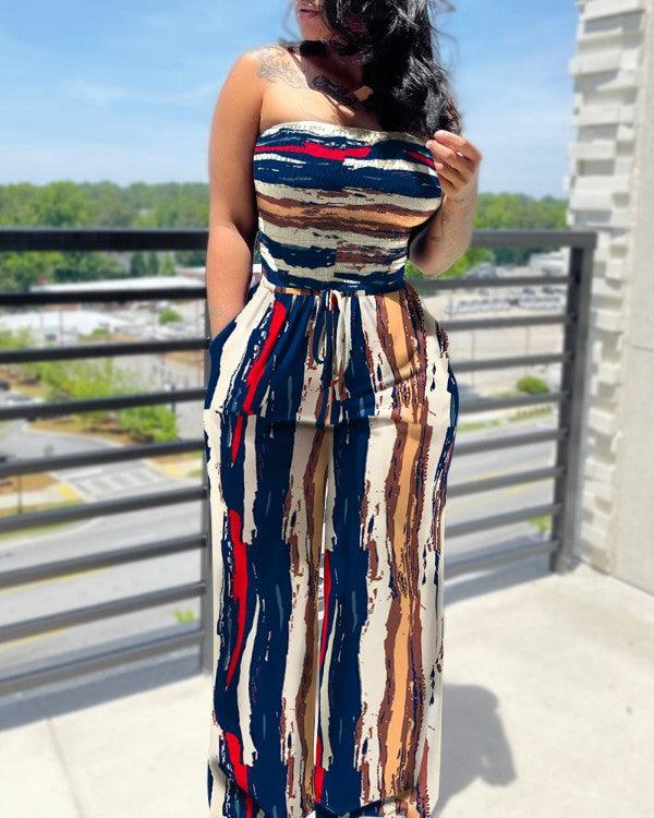 Sleeveless Tube Top Printed Ladies Jumpsuit Ladies