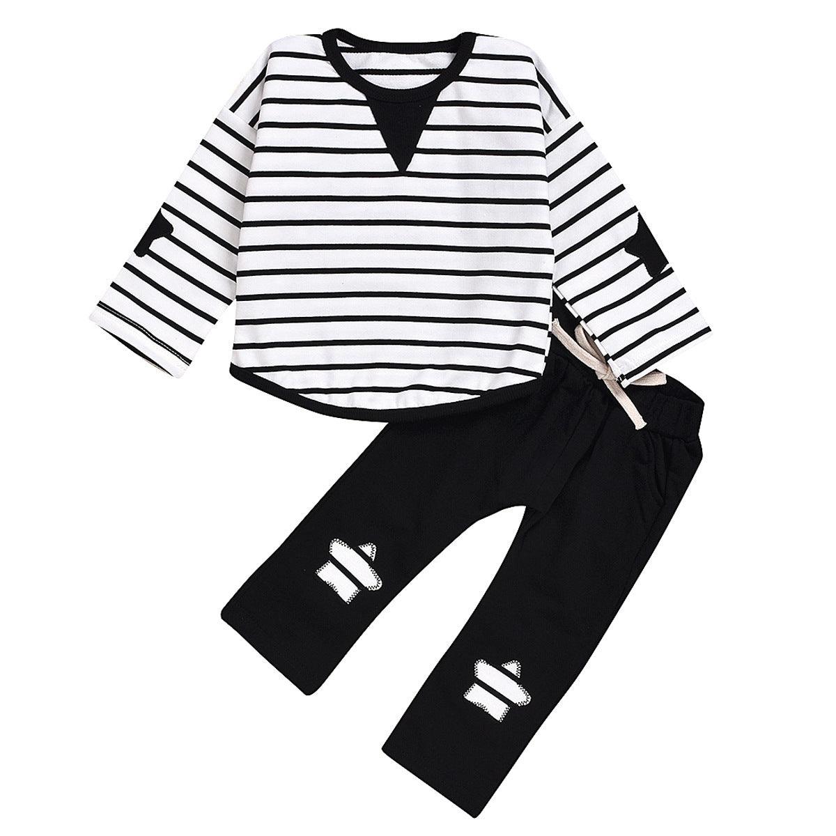 Children's Striped Suit Five-star Embroidery Trend Baby Cotton Suit