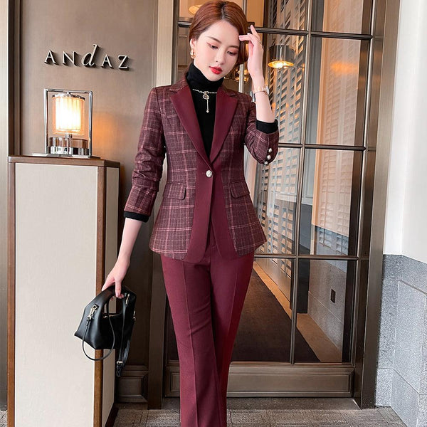 Women's Temperament Lattice Two-piece Suit