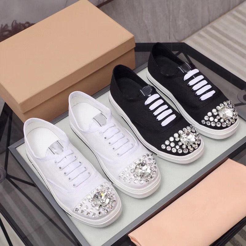 Rhinestone Casual Fashion Single Shoes White Low-top Sneakers