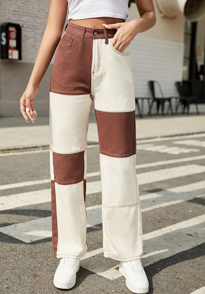 Europe And The United States Street Fashion Brand Denim Straight Leg Pants