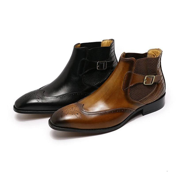 Men casual leather ankle booths